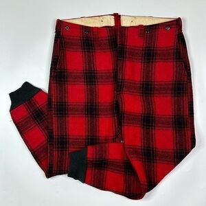 Vintage Wool Buffalo Red Plaid Hunting Chore Pants 40x30 USA